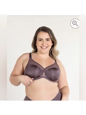 Understance Peek-Proof T-Shirt FlexWire Contour Plunge Bra Sz 36H smokey purple